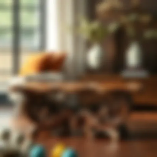 A beautifully crafted small art table showcasing intricate woodwork