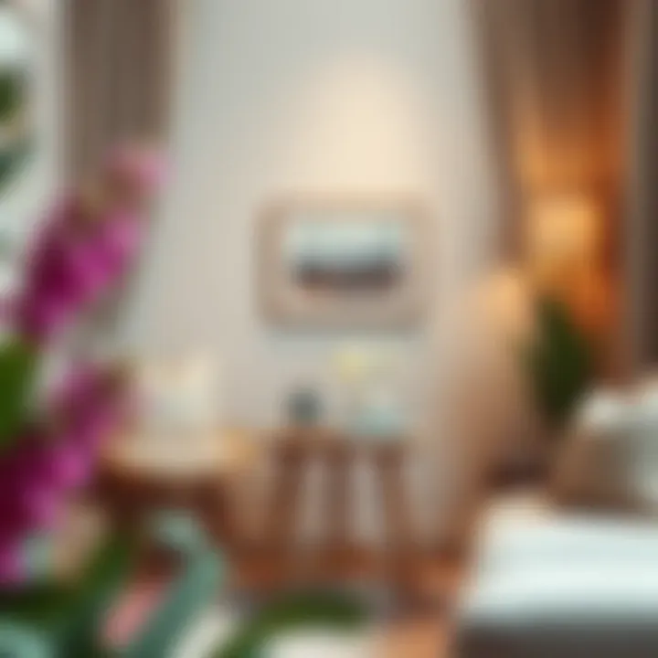 A cozy reading nook featuring a small art table with decorative items