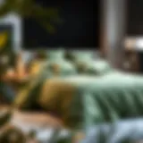 Elegant green king duvet set displayed on a beautifully styled bed