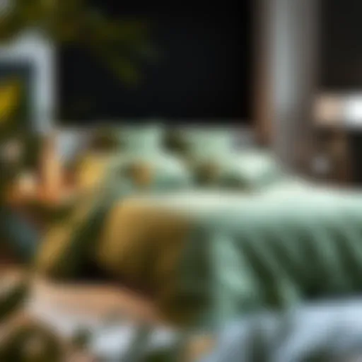 Elegant green king duvet set displayed on a beautifully styled bed