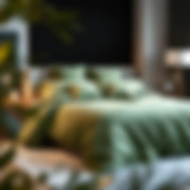 Elegant green king duvet set displayed on a beautifully styled bed