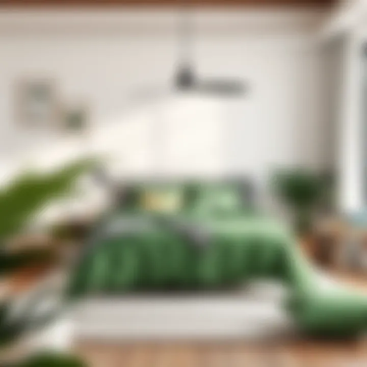 Stylish bedroom featuring the green king duvet set in a modern decor