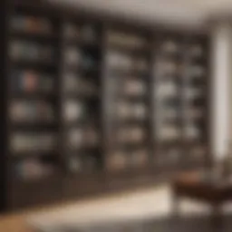 Elegant long low bookcase showcasing a mix of books and decorative items