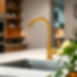 Elegant Lowes gold sink faucet in a modern kitchen setting