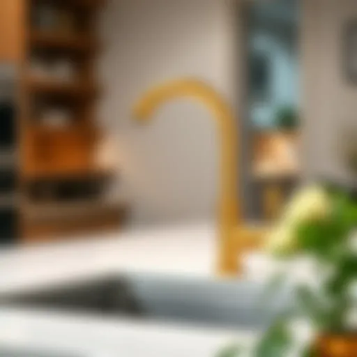 Elegant Lowes gold sink faucet in a modern kitchen setting