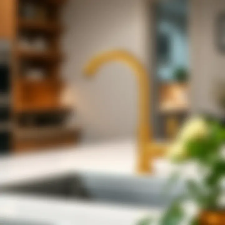 Elegant Lowes Gold Sink Faucet in Modern Kitchen Elegant Lowes gold sink faucet in a modern kitchen setting