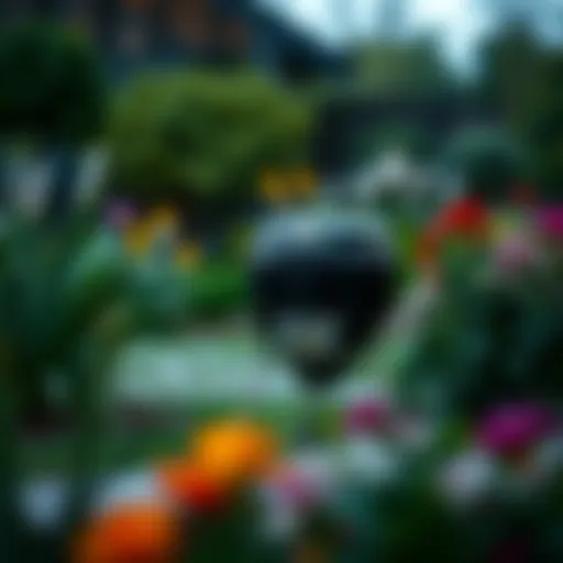 Compact Mini Outdoor Grill in a Garden Compact mini outdoor grill showcased in a serene garden setting