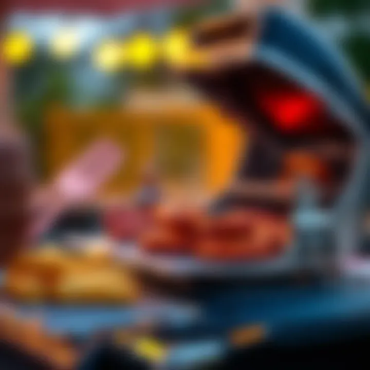 Close-up of the innovative features of a mini grill