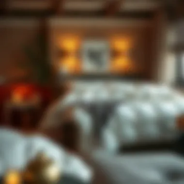 A cozy bedroom featuring a beautifully styled down duvet