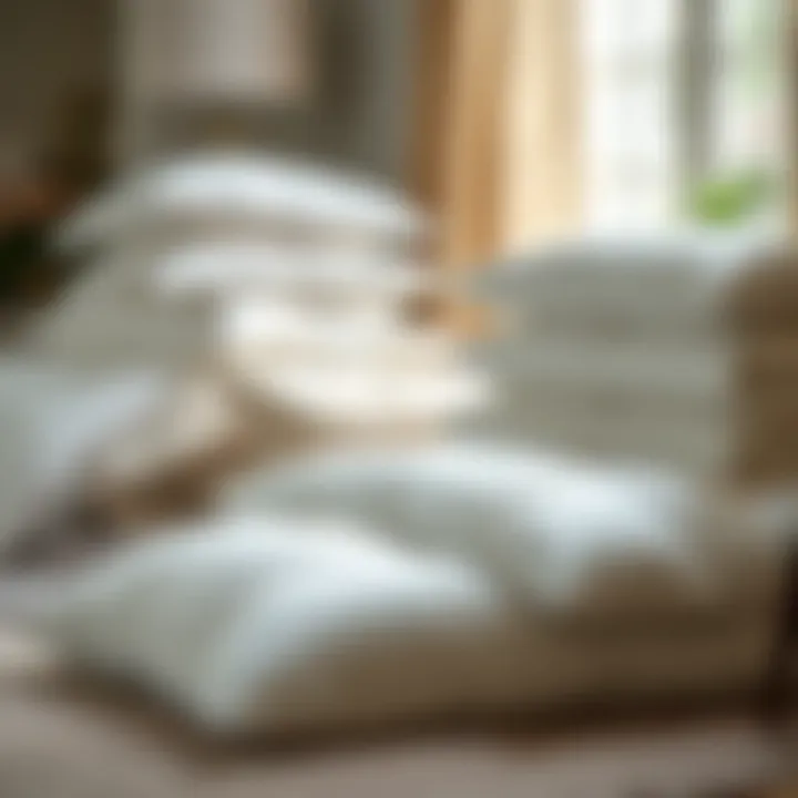 Different types of down duvets displayed for comparison