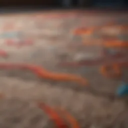 Detailed view of felt backing on a rug