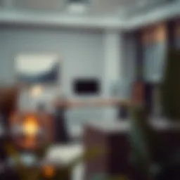 Elegant contemporary workspace featuring a 25-inch deep desk.