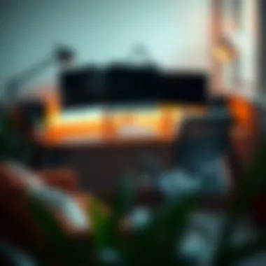 Ergonomic Desk Arrangement Ergonomic setup showcasing optimal desk arrangement for productivity.