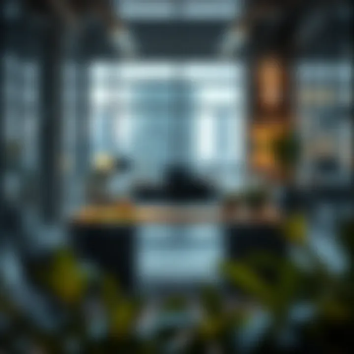 Modern Commercial Desk Design Modern commercial space emphasizing desk depth and design compatibility.