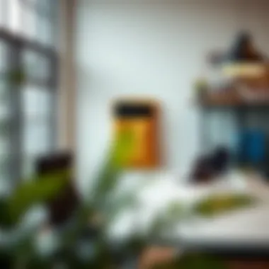 Modern Wall Pouch in Home Office Modern wall pouch organizer integrated into a home office