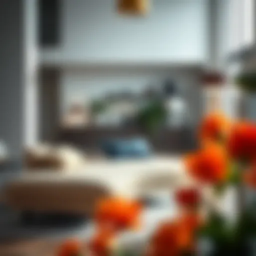 Elegant fabric chaise lounge in a modern living room