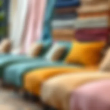 Various fabric swatches for chaise lounges