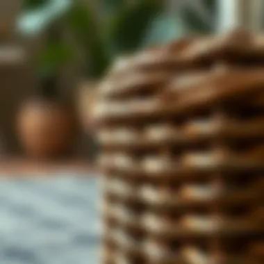Close-up of wicker cube texture showcasing craftsmanship