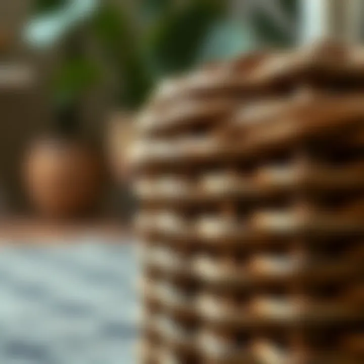 Close-up of wicker cube texture showcasing craftsmanship