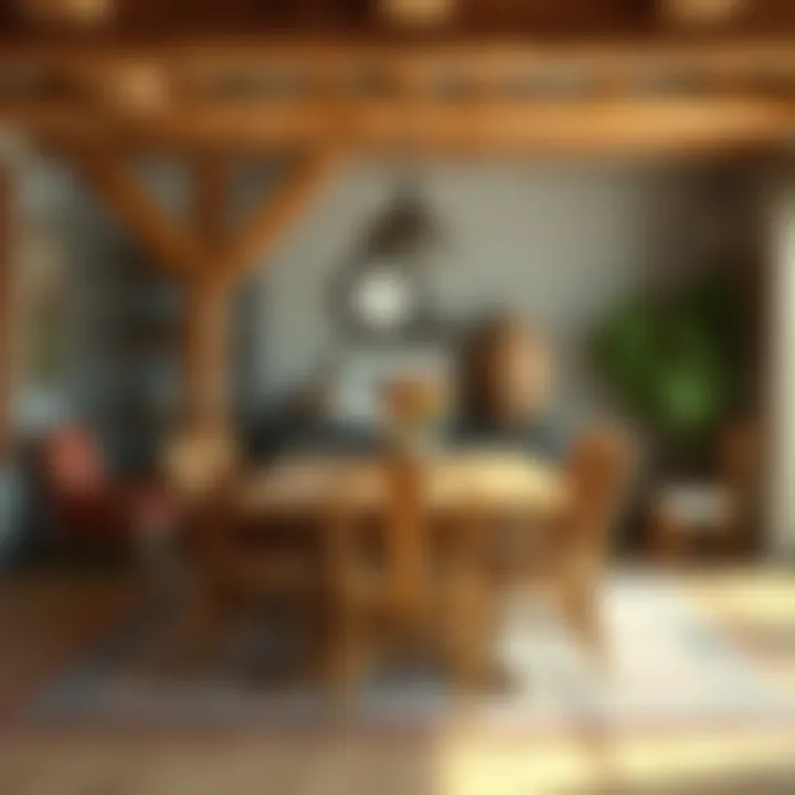 Rustic dining room with a mix of traditional chairs