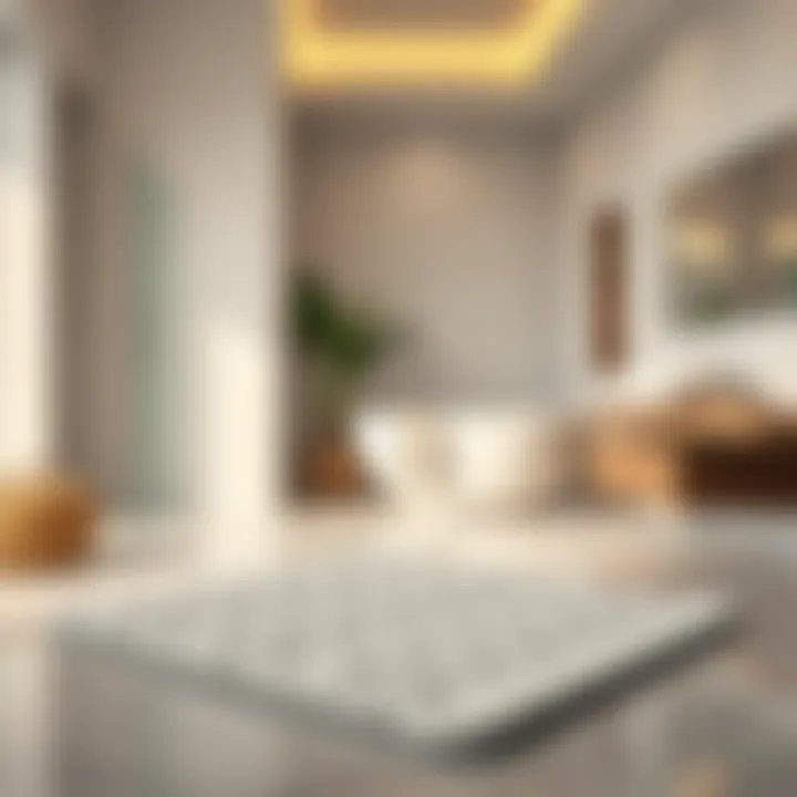 Stylishly designed towel mat complementing modern bathroom decor