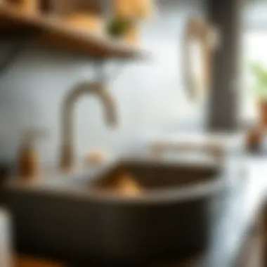 Durability of Soapstone in Action Close-up of well-maintained used soapstone sink highlighting its durability