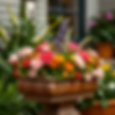 Stylish Faux Floral Arrangement in Flower Box Stylish outdoor flower box showcasing faux floral arrangement