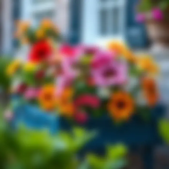 Vibrant Artificial Flowers in Outdoor Flower Box Vibrant selection of artificial flowers in an outdoor flower box