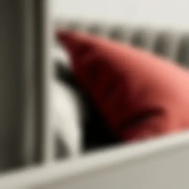 Close-up of velvet texture on bed frame