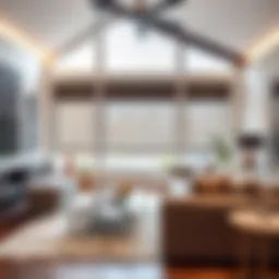 Elegant living room adorned with stylish roller shades