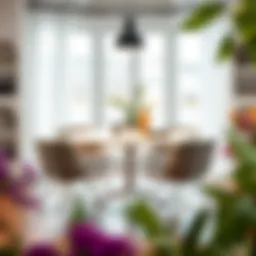 Elegant round kitchen table with five stylish chairs