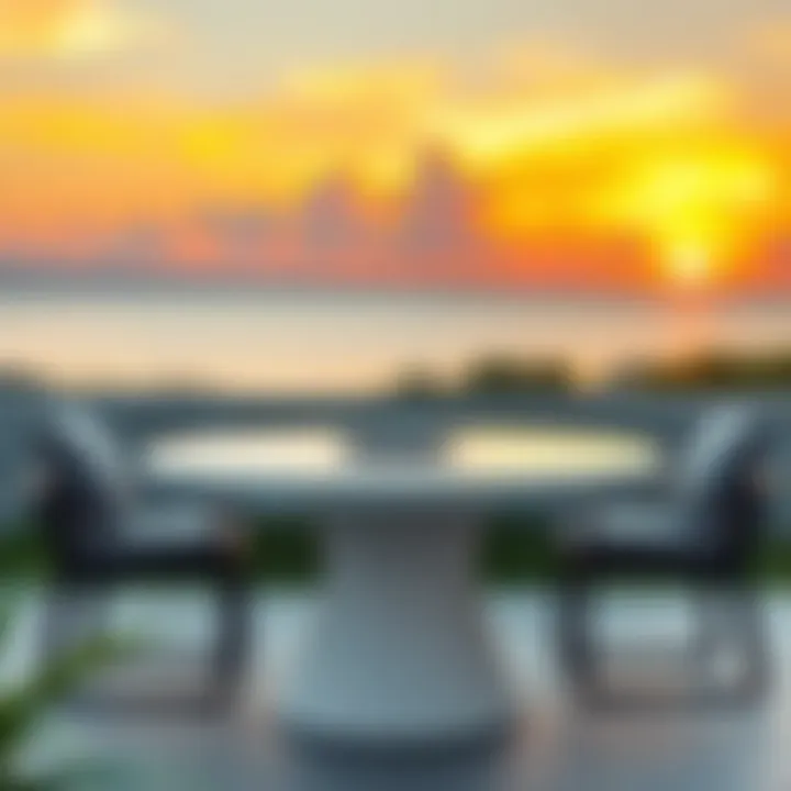 Vinyl Outdoor Table Against a Sunset Vinyl outdoor table with a beautiful backdrop of a sunset