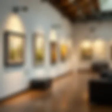 Directional Lighting in Art Gallery Elegant wall-mounted directional lights highlighting artwork in an upscale gallery
