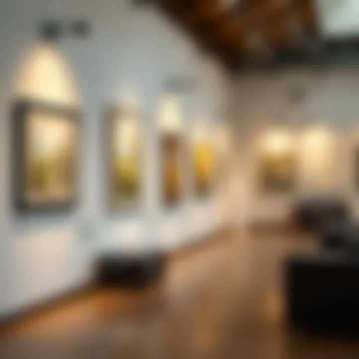 Directional Lighting in Art Gallery Elegant wall-mounted directional lights highlighting artwork in an upscale gallery