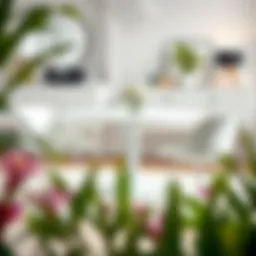 Elegant white round dining table set in a modern home setting