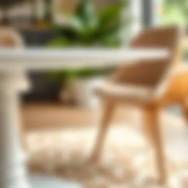 High-Quality Materials for Round Dining Experience Close-up of the materials used in a white round dining table set