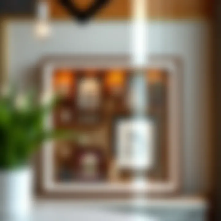 A beautifully arranged display of artistic items in a shadow box frame