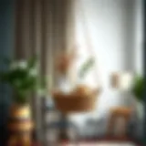 Elegant hanging tray basket filled with decorative items