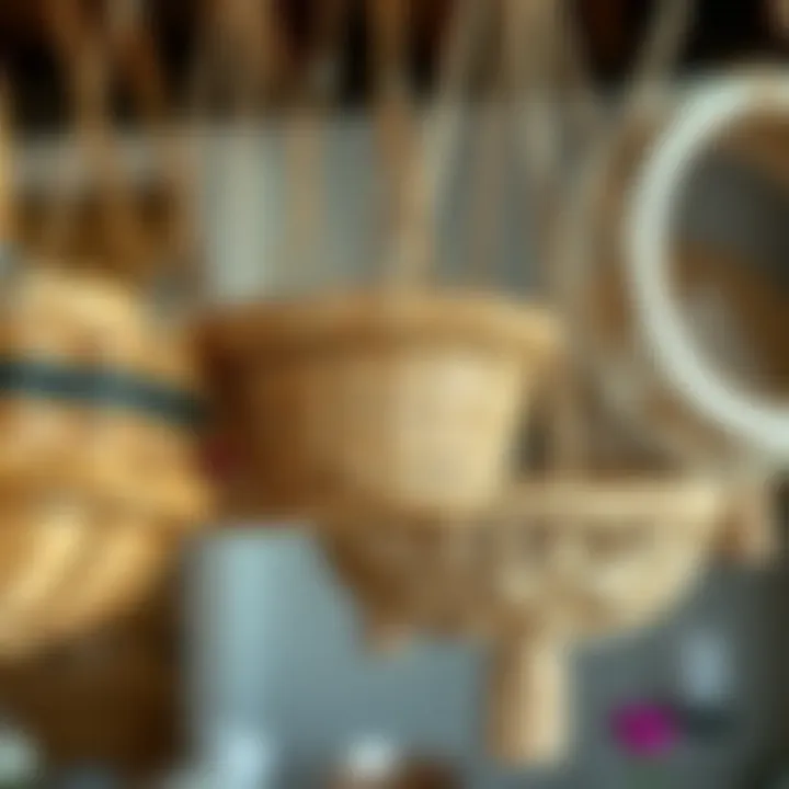 Diverse Materials of Hanging Tray Baskets Close-up of various materials used in hanging tray baskets