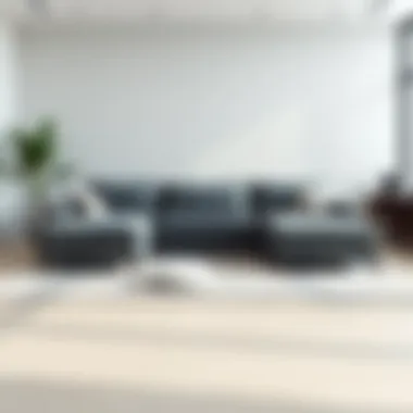 Elegant grey cloth sectional couch in a modern living room