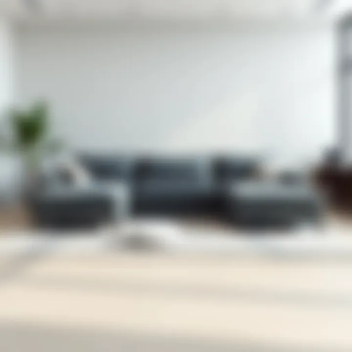 Elegant grey cloth sectional couch in a modern living room