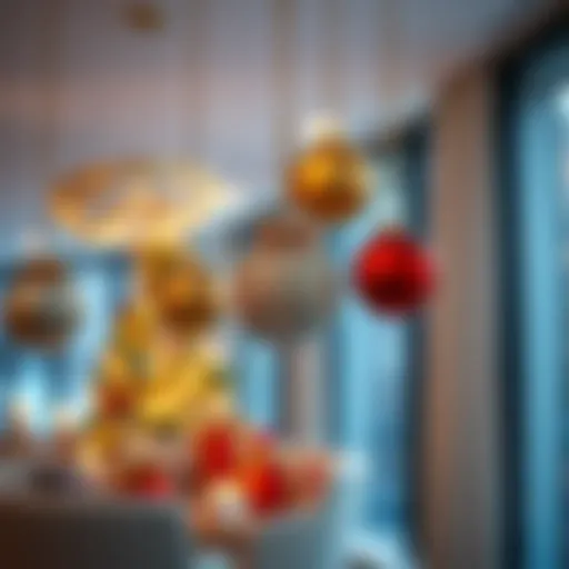 Elegant indoor Christmas decoration with hanging ornaments