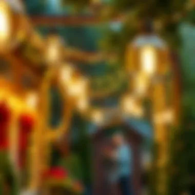 Outdoor Christmas display featuring unique hanging lights