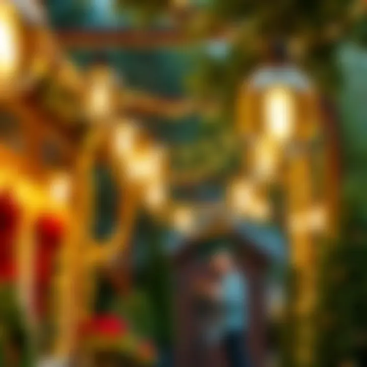 Outdoor Christmas display featuring unique hanging lights