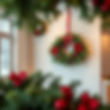 Creative design of Christmas wreaths hanging on a wall