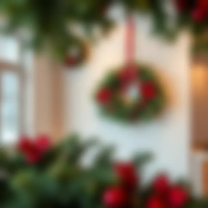 Creative design of Christmas wreaths hanging on a wall