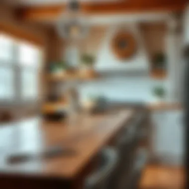 Charming butcher block countertop in a cozy kitchen setting