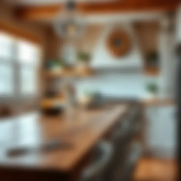 Charming butcher block countertop in a cozy kitchen setting