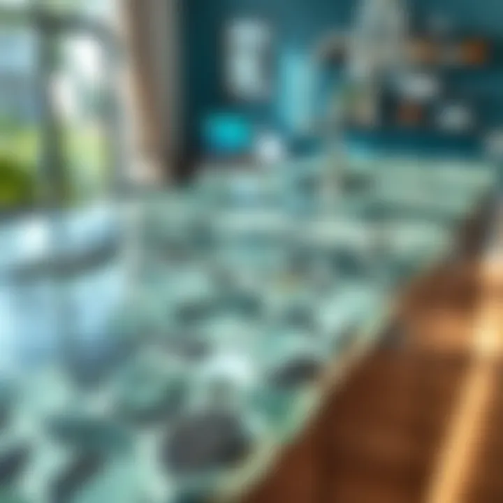 Beautiful recycled glass countertop showcasing unique textures