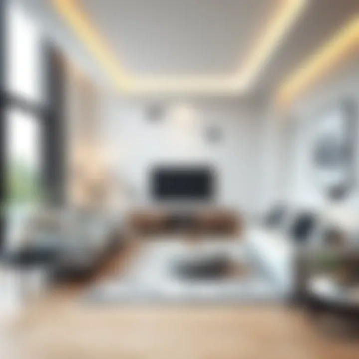 Modern minimalist living room with sleek furniture